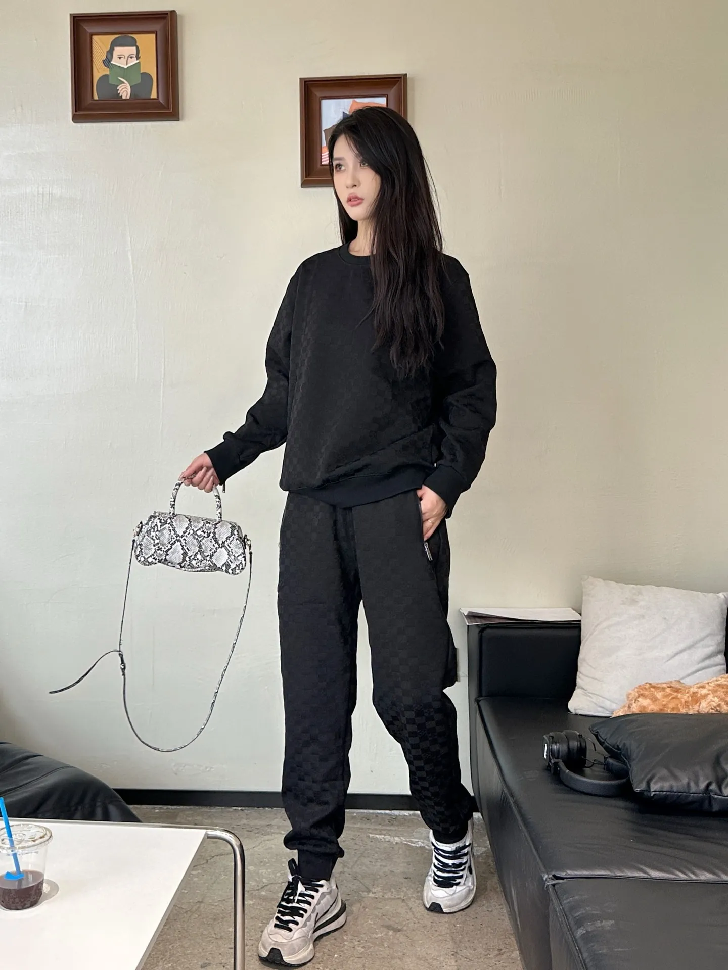 Louis Vuitton/Louis Vuitton logo checkerboard pocket zipper trousers